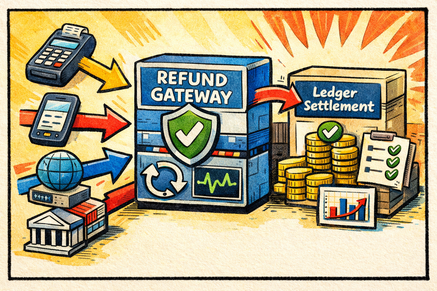 Illustration of a unified refunds architecture.